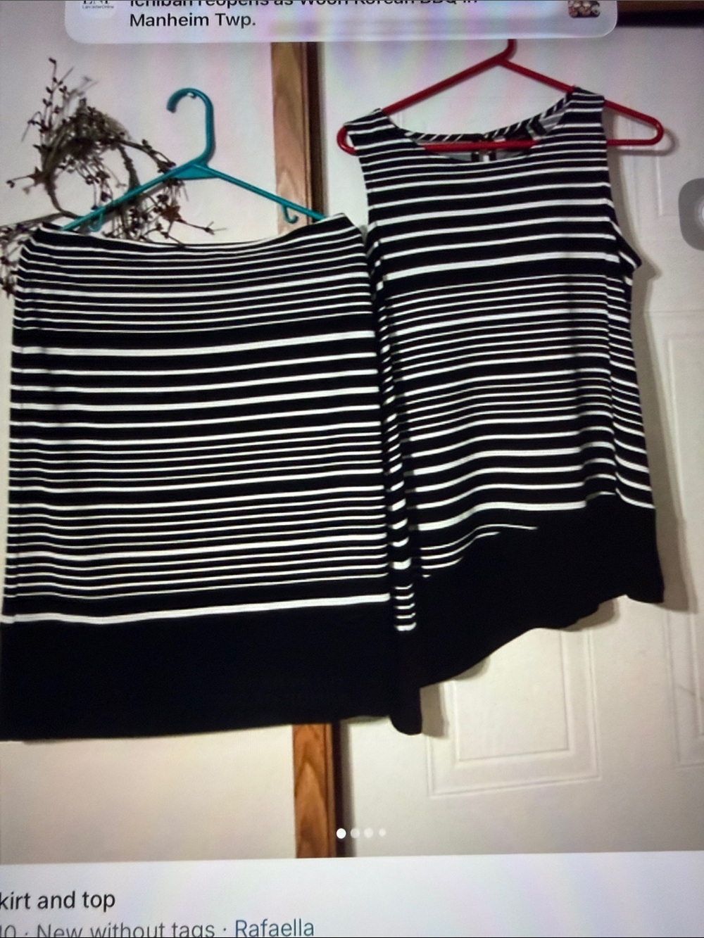 Rafaella Black & White Striped Sleeveless Tank